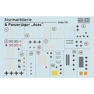 Print Scale 72-451 Decal for airplane 1:72 Sturmartillerie and Panzerjager Aces - Picture 1 of 24