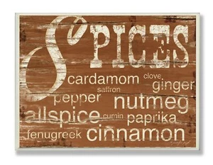 Stupell Home D&#233;cor Spices And Words Brown Kitchen Wall Plaque, 10 x 0.5 x 1 - Picture 1 of 5