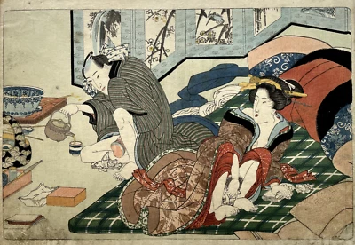 Estampe japonaise érotique d'Utagawa Kunisada (Toyokuni III - 1786 - 1864) - Photo 1/2