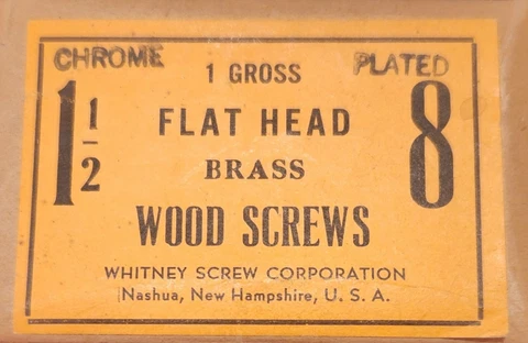 Vintage (25) Flat Head Chrome Plated Brass Wood Screws 1 1/2" #8 Cover