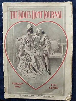 Antique Ladies’ Home Journal Magazine February 1902 Early 20th Century Style, Ad Foto 1 de 4