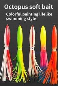 11"/28cm Soft Bait Octopus Squid Skirt Lure Bulb Trolling Saltwater Lures Bass - Picture 1 of 34