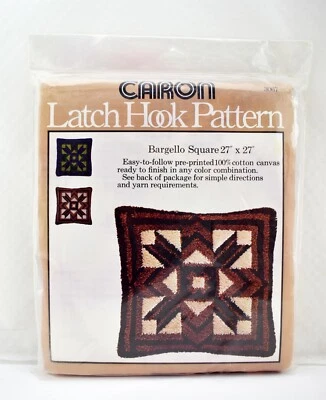Vintage 1977 Caron Latch Hook Rug Canvas Pattern Bargello Square 27" x 27" - Image 1 of 3