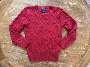 Polo Ralph Lauren Red Cable Knit 100% Cotton Sweater | Youth Size 7 | EUC - Picture 1 of 8