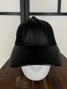 VINTAGE Gewinner Mütze Kappe Riemen hinten Erwachsene Einheitsgröße schwarz Leder 70er Made USA - Bild 1 von 12