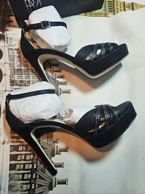 New - Pelle Moda Farah High Heels Sandals Suede Leather Black Woman Size  8 M - Image 1 of 4