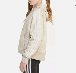 Adidas Fleece Jacket Hooded and Zipper Front Essential for Girls - M (Age 10-12) - Picture 1 of 3