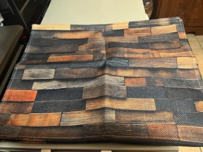 Brown Tones Placemats Set of 4 Rustic Look Place Mats Indoor Abstract Art Table  - Image 1 of 4