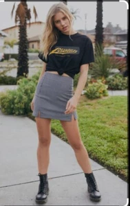 Brandy Melville John Galt blue check plaid Cara mini skirt Small Academia punk - Picture 1 of 4