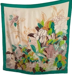 ELEGANT Women's KOKORO 100% Silk Scarf 24" Square Floral Jungle Tropical Animals - Picture 1 of 6