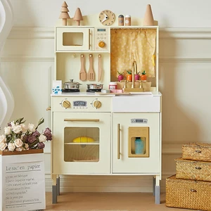 Wooden Play Kitchen, Toddler Kitchen Playset, Kitchen Set for Kids with Microwav - Picture 1 of 6