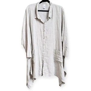 Nueva Blusa Túnica LUISA AND Q EE. UU. Lino Tostado Botón Talla: XL - Imagen 1 de 7