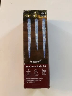 Minetom Outdoor Icicle Lights with Clips – 24.6ft, 100 LED, 20 Twinkling Tubes - Image 1 of 2