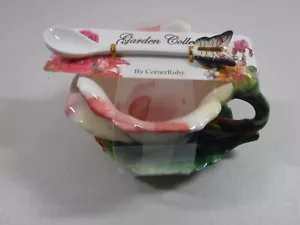 Garden Collection By CornerRuby 3 Piece Tea Cup Saucer Spoon With Butterfly - Picture 1 of 3
