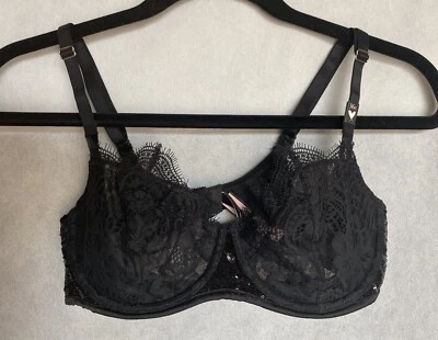 VICTORIA'S SECRET 36C Black Lace Sequin Dream Angel Unpadded Push Up Bra NWT - Image 1 of 4