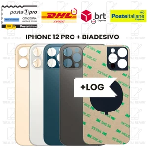 BACK COVER SCOCCA POSTERIORE VETRO PER IPHONE 12 PRO +BIADESIVO BIG HOLE+LOG - Zdjęcie 1 z 4