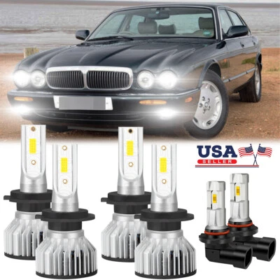 For Jaguar XJ8 1998-2003 Combo 6pcs LED Headlight High/Low + Fog Light Bulbs Kit - Image 1 of 4