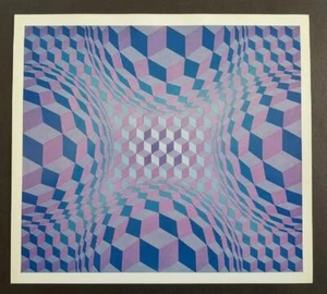 Victor Vasarely "Cheyt-Stri" Mounted Offset Color Lithograph 1971 - Picture 1 of 1
