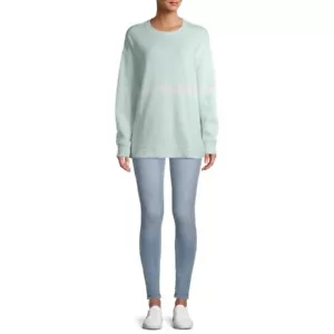 Time and Tru Women's Crewneck Tunic Sweatshirt, Hazy Aqua Tie Dye, Medium - Picture 1 of 6