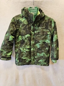 Columbia Jacket Boys Sz Small Interchange Green Camo Parka Coat Inside Coat - Picture 1 of 21