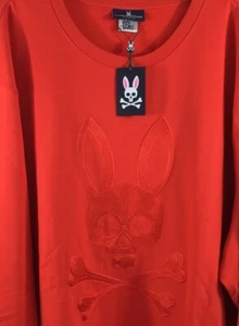 Psycho Bunny Mens 5XL Big Country Red Sweatshirt Chain Embroidered Bunny Logo - Picture 1 of 8