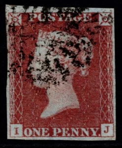 1841 1d Red Black Plate 1b IJ 4m Recut Left Side Fine Used Cat.£400.00 - Picture 1 of 1