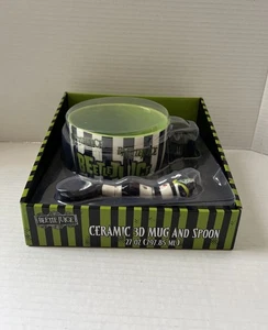 Beetlejuice Halloween Cerámica 3D Taza Y Cuchara 27 Oz Sopa Tazón Warner Bros NUEVO - Imagen 1 de 4