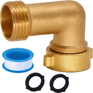 Brass-Garden-Hose-Elbow-Connector, 3/4 inch, Black, Gold - Picture 1 of 7