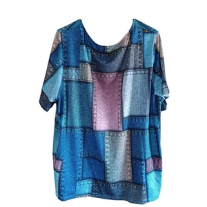 Übergröße Damen Print T-Shirt Patchwork Größe 3XL - Bild 1 von 4