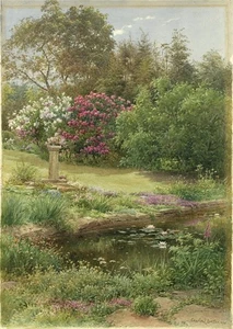 Charles Edward Brittan Jnr (1870-1949) Watercolour Painting 1941 - Garden Scene - Picture 1 of 6