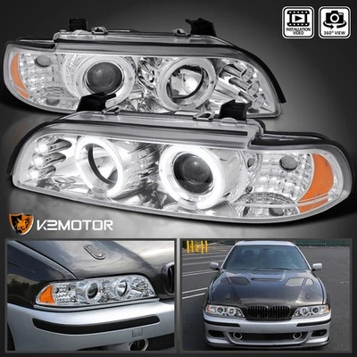 Fits 1996-2003 BMW E39 525i 528i 530i LED Halo Projector Headlights Lamps 96-03 Foto 1 de 4