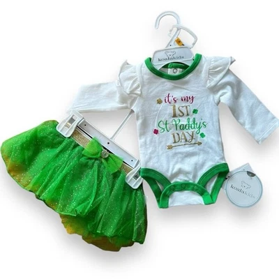 Koala Kids Baby Girls My First St. Patrick's Day Skirt Set 2-Piece Set White NB - Image 1 of 4