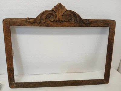  “Antique Victorian Oak Picture wall Frame  Carved Crest  Rustic Ornate  - Image 1 of 4