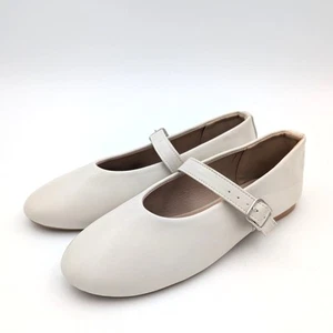 Wild Diva Mary Jane Leather Ballerina Flats Women's Ivory Size US6 EU37 - Picture 1 of 9