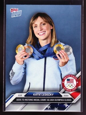 Equipo Katie Ledecky EE. UU. Medalla Histórica Olímpica Cuenta 2024 Topps Ahora #29 Base Foto 1 de 2