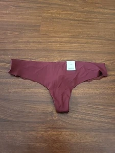 Auden Panties Thong Panty Lace Back Smooth Front Berry Red Large B80 - Picture 1 of 2