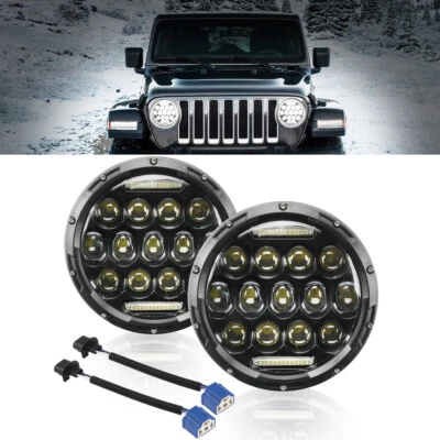 一对 7 英寸圆形 LED 车头灯 DRL Hi-Lo 密封光束适用于 Oldsmobile Omega 1973-79 — 第 1/4 张图片