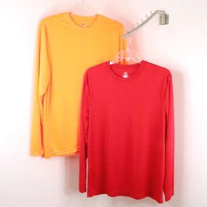 2 Stück Hanes Herren XL Cool Dri Polyester feuchtigkeitsableitend Langarm sportlich aktiv Shirts - Bild 1 von 9