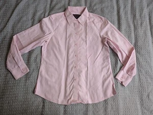 Nina McLemore Top Women 4 Pink Cotton Oxford Button Up Long Sleeve Shirt USA - Picture 1 of 15