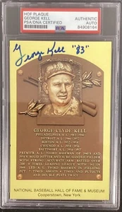 George Kell Signed Gold HOF Plaque Postcard Yellow Tigers “83” Autograph PSA/DNA - Picture 1 of 2