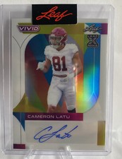 Cameron Latu 2023 Leaf Vivid Pre-Production Proof Rookie Auto 1/1 49ers Alabama
