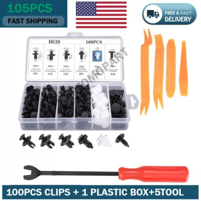 For Kia Hyundai Set Bumper Fender Liner Push Type Retainer Clips Fastener 100x - Image 1 of 4