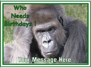 Grumpy Gorilla A4 Size Personalised Edible Icing Birthday Cake Topper - Picture 1 of 1