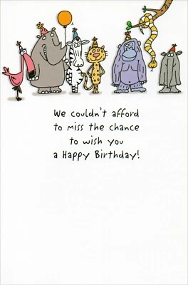 Funny BIRTHDAY Card FROM GROUP — Cheap Party Animals by American Greetings + ✉ - Image 1 of 4