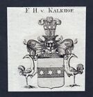 Approx. 1820 Kalkhof Emblem Nobility Coat Of Arms Copperplate Antique Print