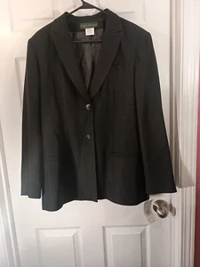 Harve Benard Blazer Jacket Size 16 Black With Dark Stripes - Picture 1 of 7