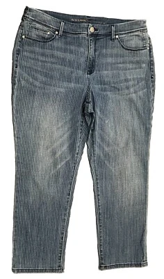 Chicos Size 2P US Petite Size 12P So Slimming Girlfriend Crop Pinstripe Jeans - Image 1 of 4