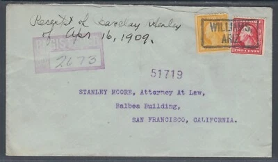 US Sc 338, 375 on cover, 1911 boxed WILLIAMS, ARIZ. cancel, Unique! - Image 1 of 2