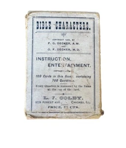 Rare Antique Bible Characters Game Trivia 1889 Playing Cards Decker Religious - Picture 1 of 8