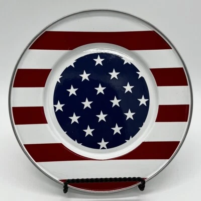 Plato Golden Rabbit Cortney Williams Esmalte Estrellas Rayas Cuatro de Julio 8.5" Foto 1 de 4